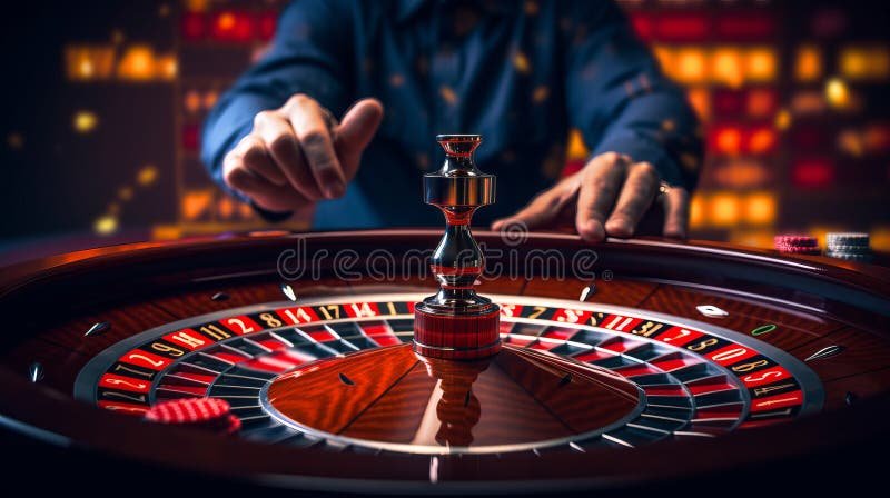 Live Roulette Wheel နှင့် Chips လောင်းကစားနေသော ကစားသမား မြင်ကွင်း